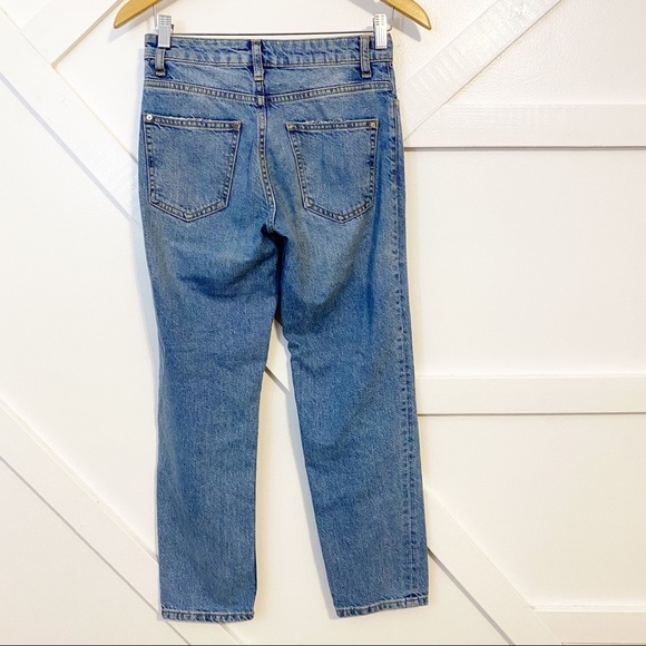 MNG Mango High Rise Crop Ankle Denim Straight Leg Mom Jeans Light Wash Sz 1 - Picture 4 of 9